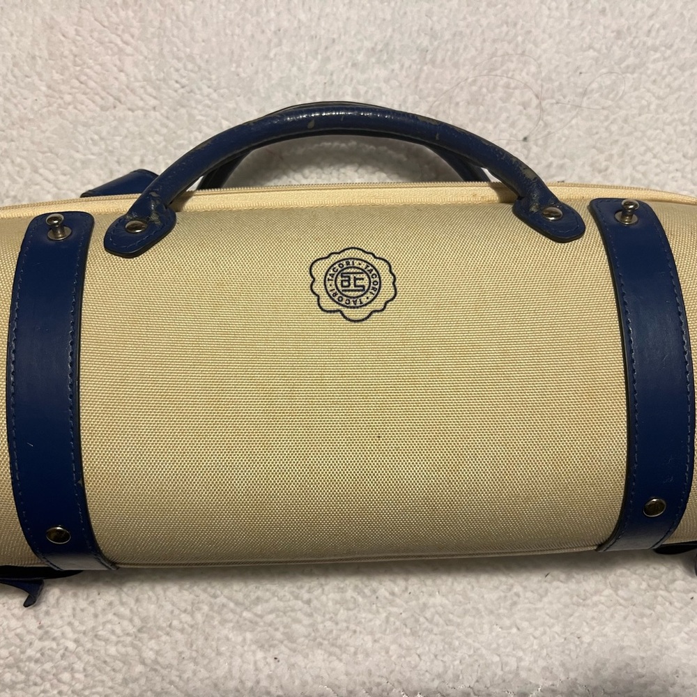 Tacori Women's Tote Cream & Blue holds small champagne bottle or Use as purse!